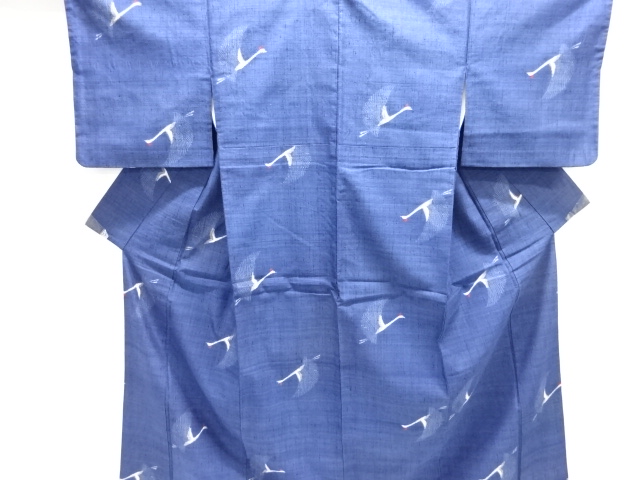 鳥模様織り出し手織り紬着物